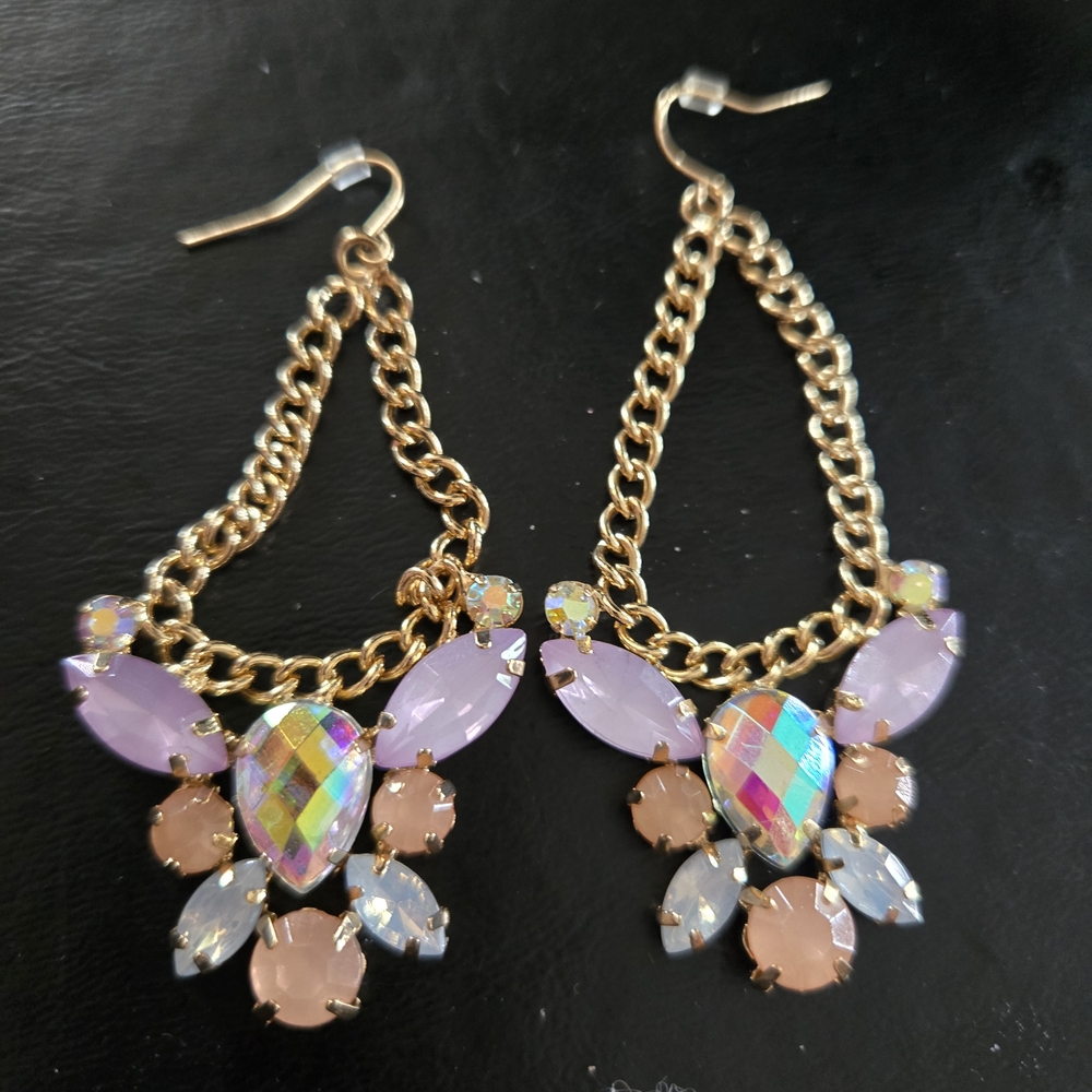 Chic Gold and Pastel Statement Earrings